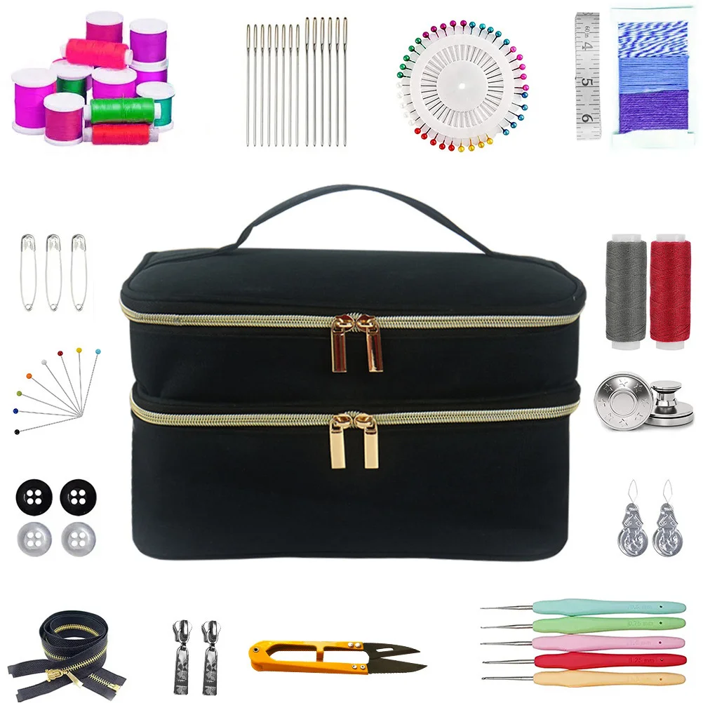 

Nylon Double Storage Box Lightweight Toiletry Bag Makeup ganizer Large Capacity Women Travel Cosmetics Pouch Sewing Kit Storage