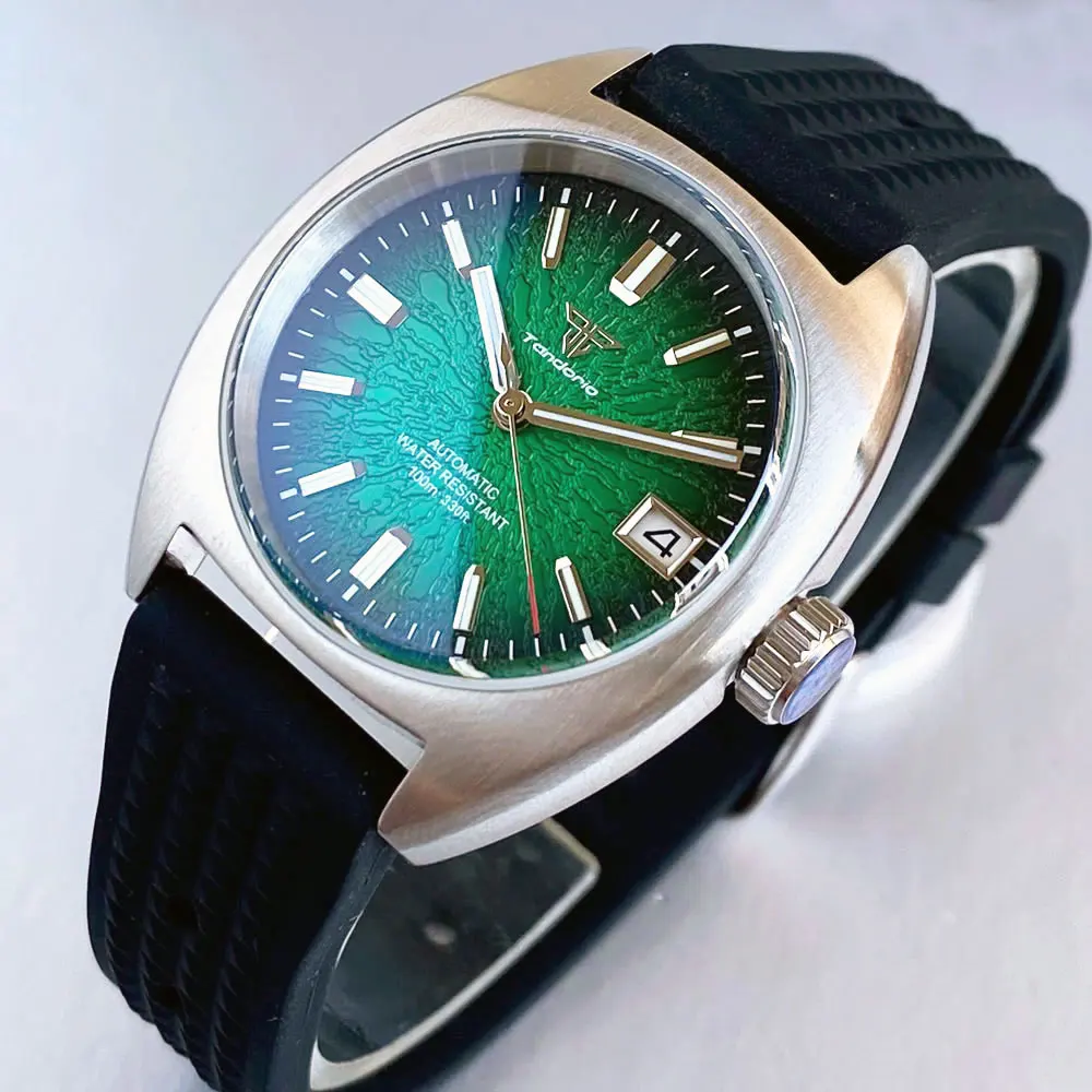 

TANDORIO 36MM Green Black Dial Luminous 200M Waterproof NH35A Dive Watch for Men AR Domed Sapphire Crystal Lady Watches