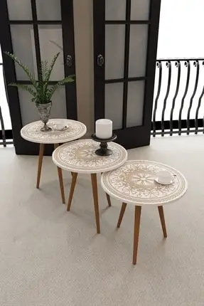 Triple Modern Coffee Tables Nesting Table Patterned Coffee Table Furniture For Home Living Room Furniture Oval Coffee ROUND