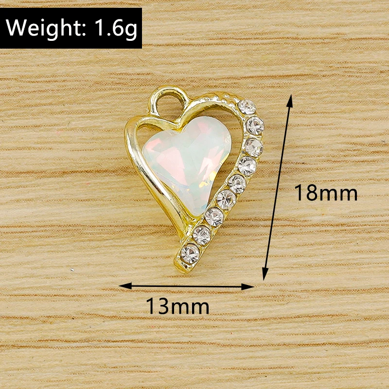 10 Stück Niedliche Kristall-Metall-Herzanhänger für die Herstellung von Ohrringen, Halsketten, Armbändern, DIY-Bastelarbeiten und Schmuckzubehör – Detail 9