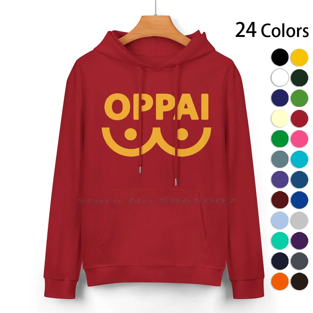 Oppai Shirt Pure Cotton Hoodie Sweater 24 Colors One Puch Man Onepunch Oppai One Punch Man 100% Cotton Hooded Sweatshirt For