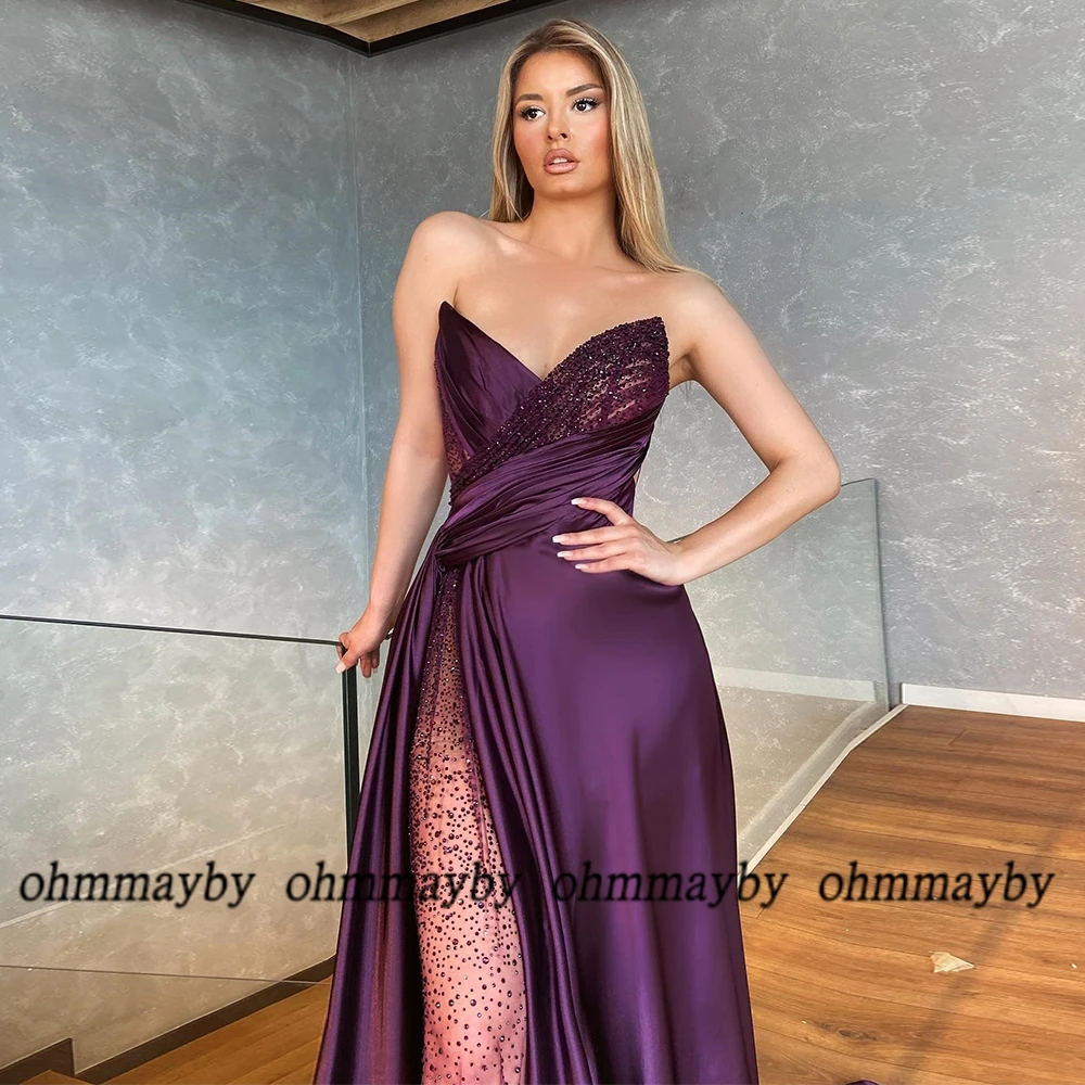 Korsett Spaghetti Strap Schwarz Falte Hohe Schlitz Asymmetrische Prom Kleider Benutzerdefinierte Perlen Pailletten Frauen Kleid Vestidos De Fiesta Neue – Detail 4