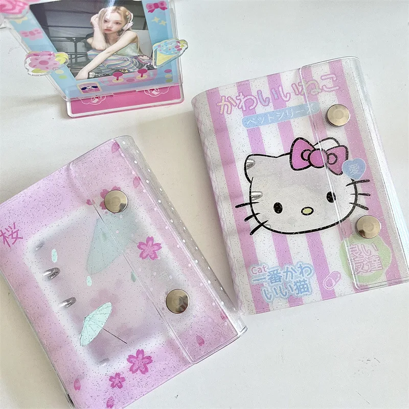 M5 Cute Cat Button Cover Transparent Loose Leaf Binder Cover Journal Sketchbook Accessories Diary Office Supplies