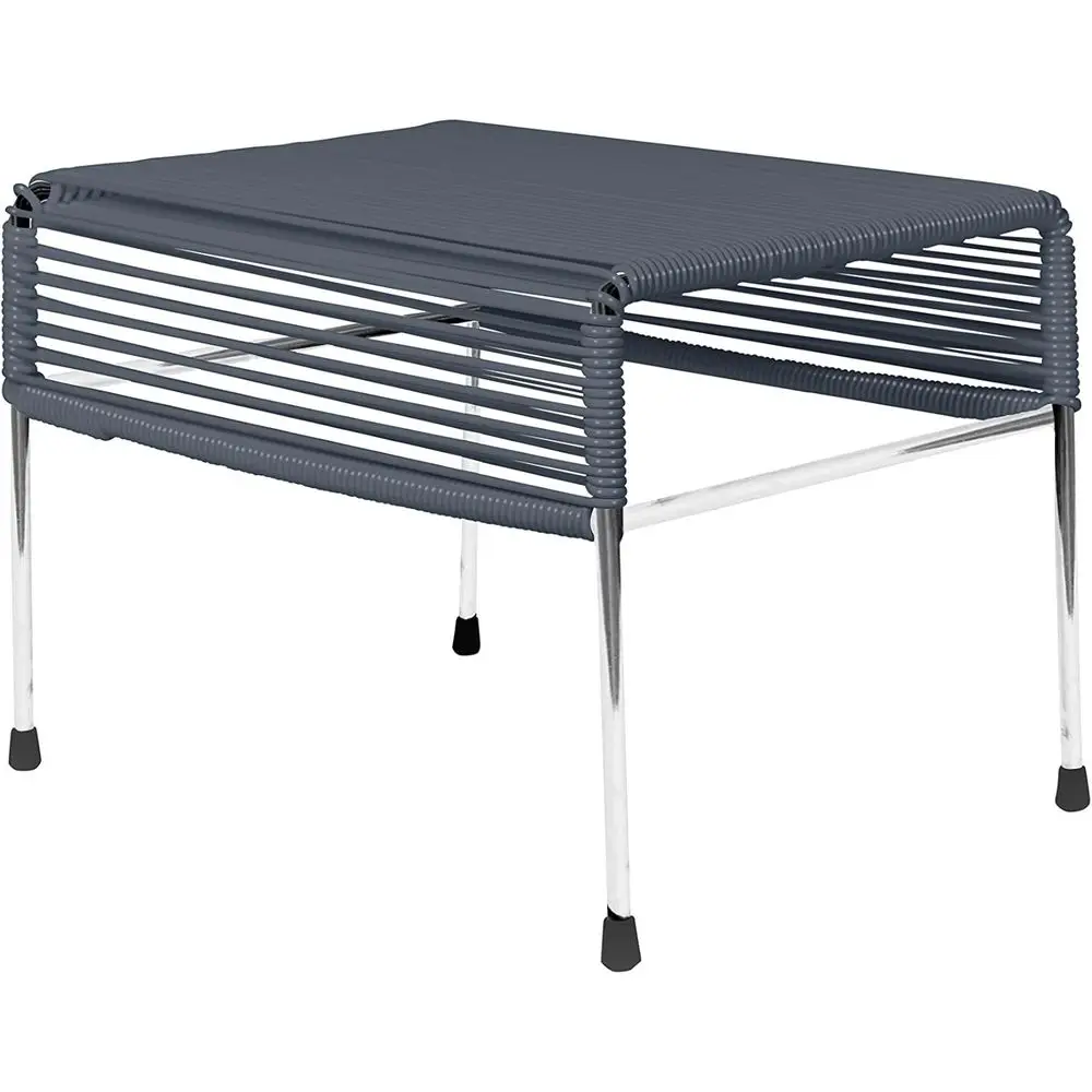 

Grey Woven Ottoman with Chrome Legs