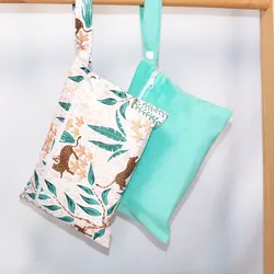 Bolsa de pañales con estampado para bebé, bolso de mano impermeable con cremallera para pañales húmedos, bolsa de almacenamiento para cochecito, de viaje al aire libre