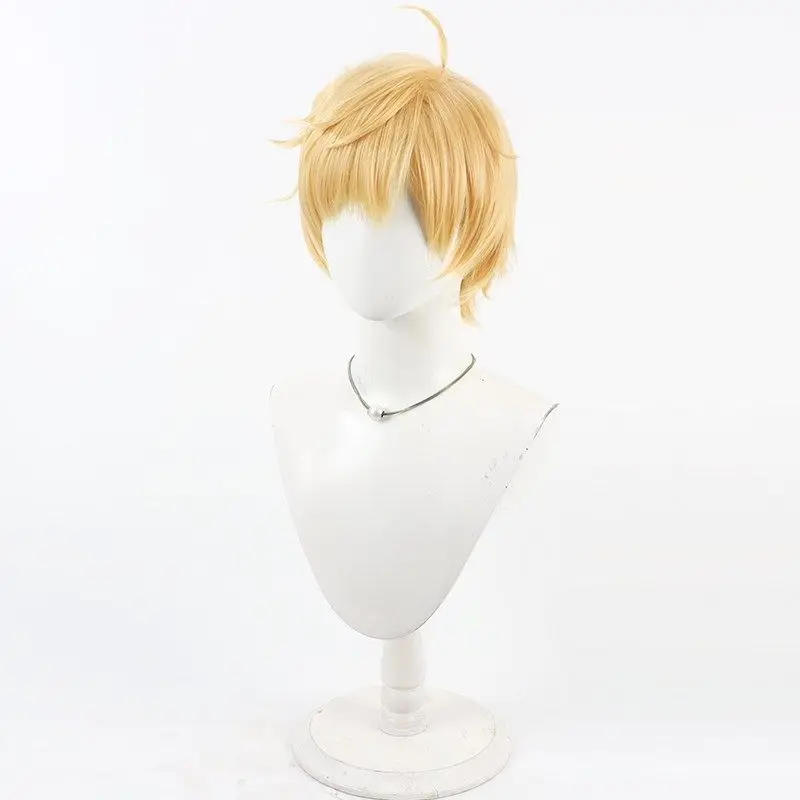 วิกผมคอสเพลย์ FGO เฟท ซาเบอร์ อัศวินแห่งท้องฟ้า ซิลเวอร์ อาร์เธอร์ เพนดรากอน สีบลอนด์ สำหรับผู้ชาย งานปาร์ตี้ฮาโลวีน ทนความร้อน ผมสั้นสีทอง