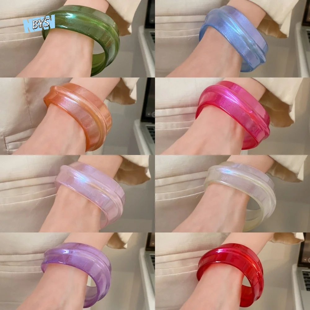 

Bohemian Resin Bangle Minority Design Dopamine Irregular Wide Bracelet Europe American Style Smudging Colorful Hand Ring