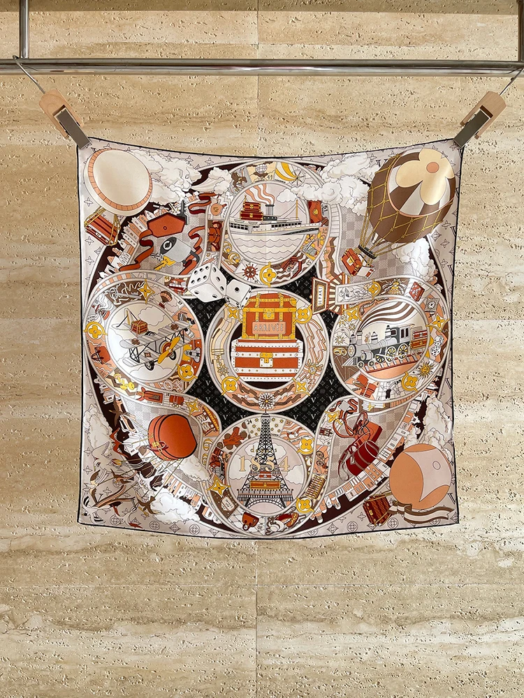

Square Silk Scarf 65CM Hand Rolled Bandana Shawls Luxury Designers Women Head Hair Neck Decoration Lover Mother Christmas Gift