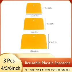 3 Pcs Body Filler Spreaders 4/5/6 Inch Body Fillers Source Ton Reusable Plastic Spreader for Applying Fillers Putties Glazes