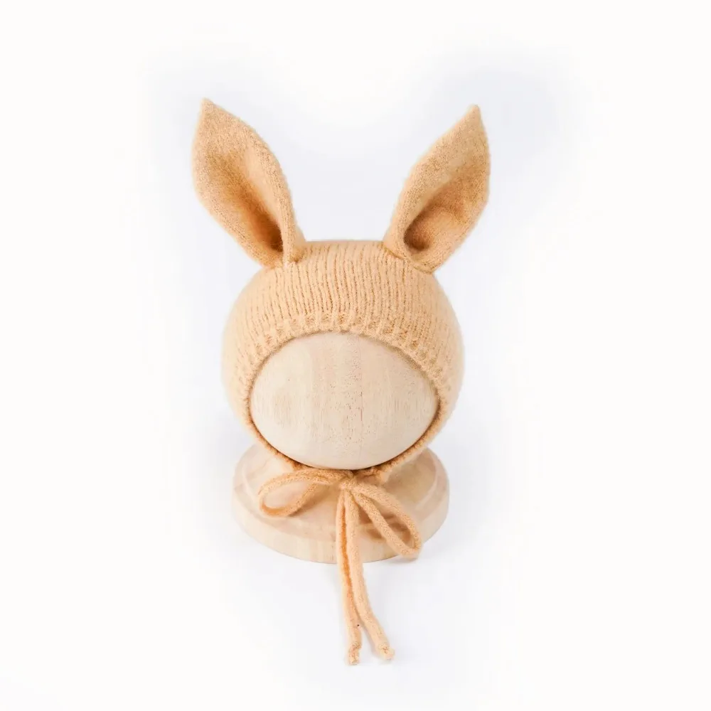 Newborn Photography Props Infant Cute Casual Solid Color Elastic Mohair Bandage Rabbit Ears Hat Baby Photo Shooting Accessories