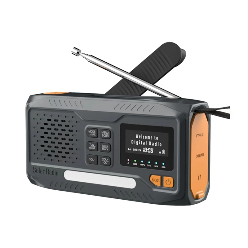 Outdoor Hand Crank Radio Bluetooth Radio DAB/FM Bluetooth Radio With LED Flashlight/SOS