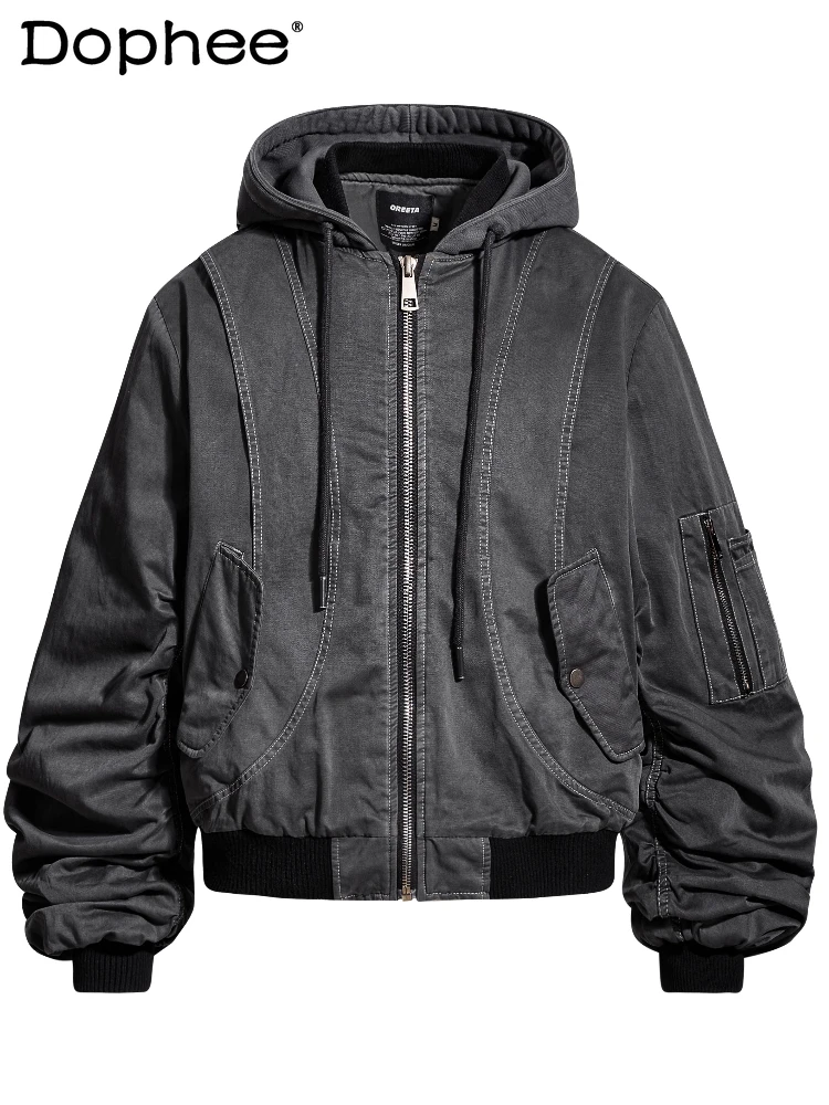 سترات عصرية جديدة لشتاء 2025 للرجال بأكمام طويلة ومتعددة الاستخدامات وأدوات الربط وسحاب وسترات مريحة فضفاضة سترات سميكة