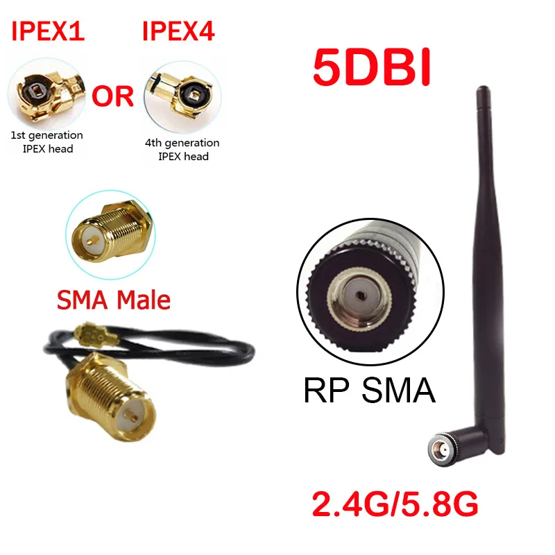 

EOTH 1 2 шт. 2,4 г 5,8 г антенна 5dbi sma женский wlan Wi-Fi двухдиапазонный маршрутизатор антенна ipex 1 4 mhf4 SMA штекер удлинительный кабель