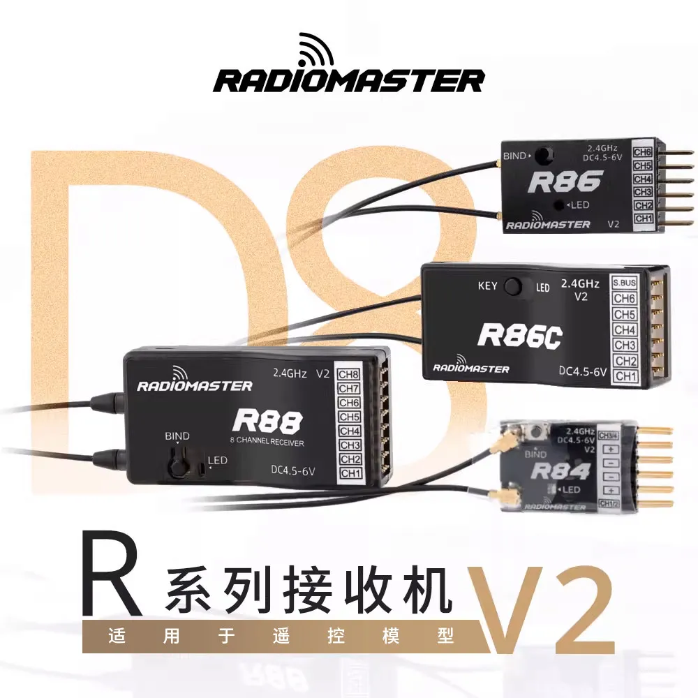 

RadioMaster Receiver elrs R86C&R88 Compatible D8/D16/SFHSS Protocol For Fixed Wing Plug And Play Aircraft Control Accessories