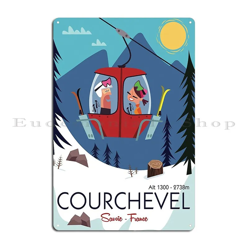 Courchevel Ski Poster Metal Plaque Poster Decoration Designing Garage Cinema Wall Cave Tin Sign Poster