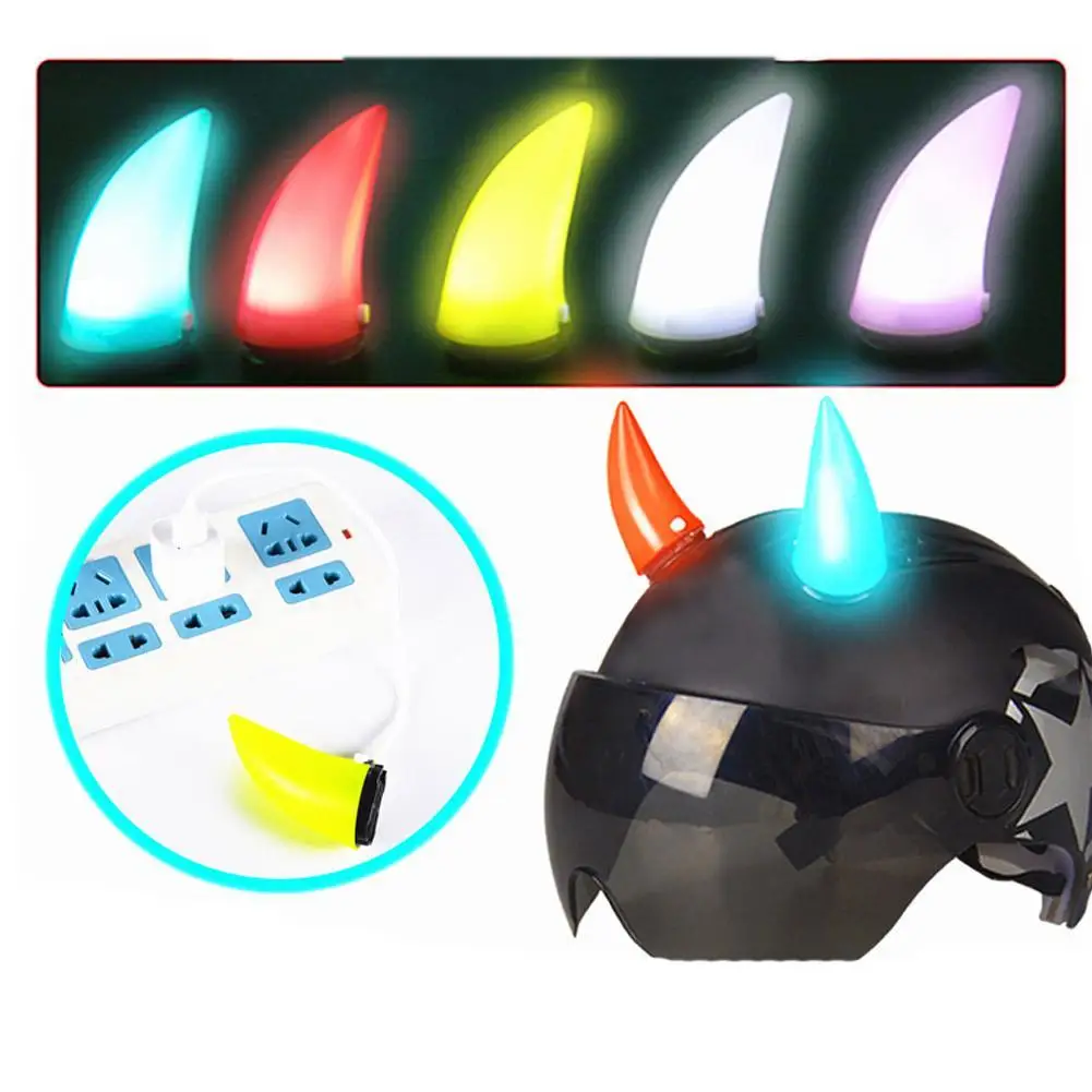 Universal Motorcycle Helmet Glow Devil Horn Outdoor Sport Devil's Horns Corner Helmet Decoration Black Green Pink White Blue 1pc