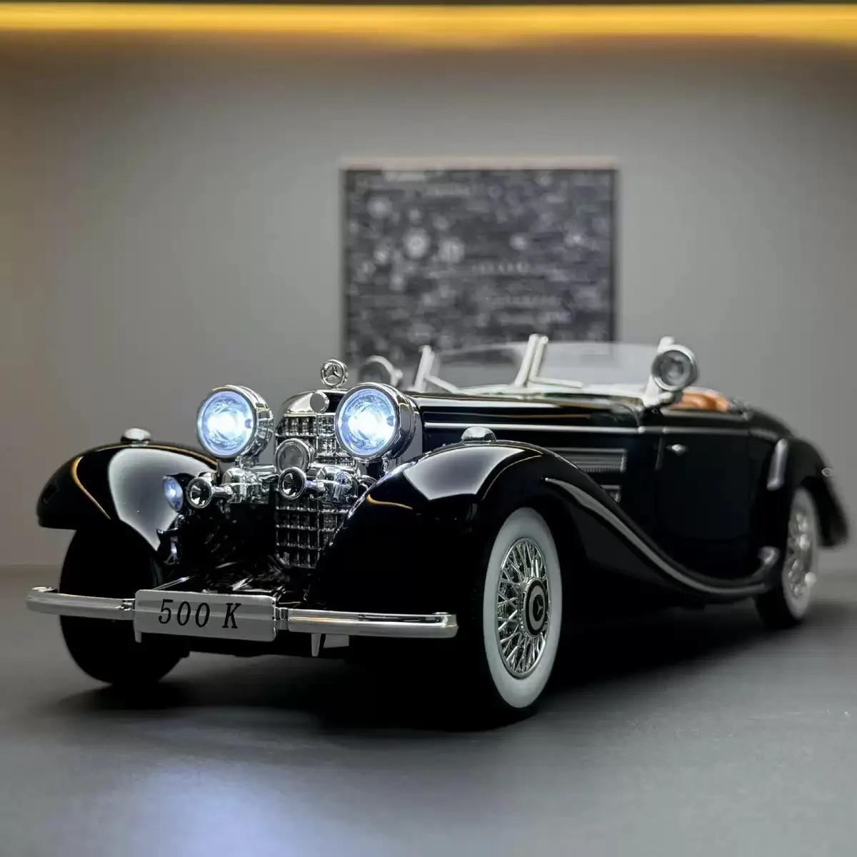 1:18 500K تحويل سبيكة سيارة كلاسيكية نموذج دييكاست المعادن الرجعية نموذج سيارة محاكاة الصوت والضوء ألعاب أطفال هدية #2