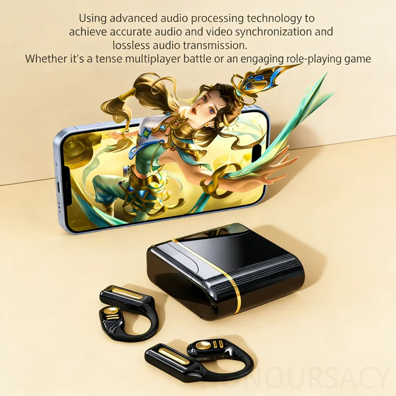 

HIFI Stereo Bluetooth6.0 Earphones OWS Earhooks 12g Lightweight with 5000mah Power Display Charing Case Ultra Long Battery Life