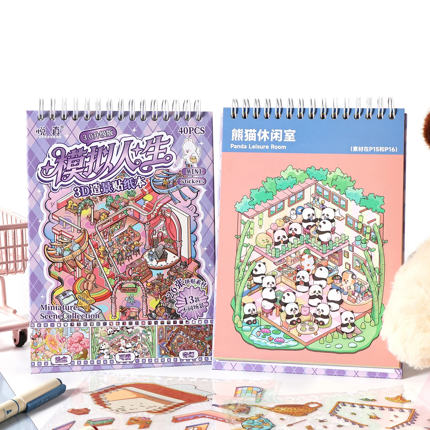 

Набор наклеек Sims Series Kawaii 3D: миниатюрные мультяшные сцены, DIY-стикеры для скрапбукинга, веселые наклейки для детского творчества, подарок на праздник