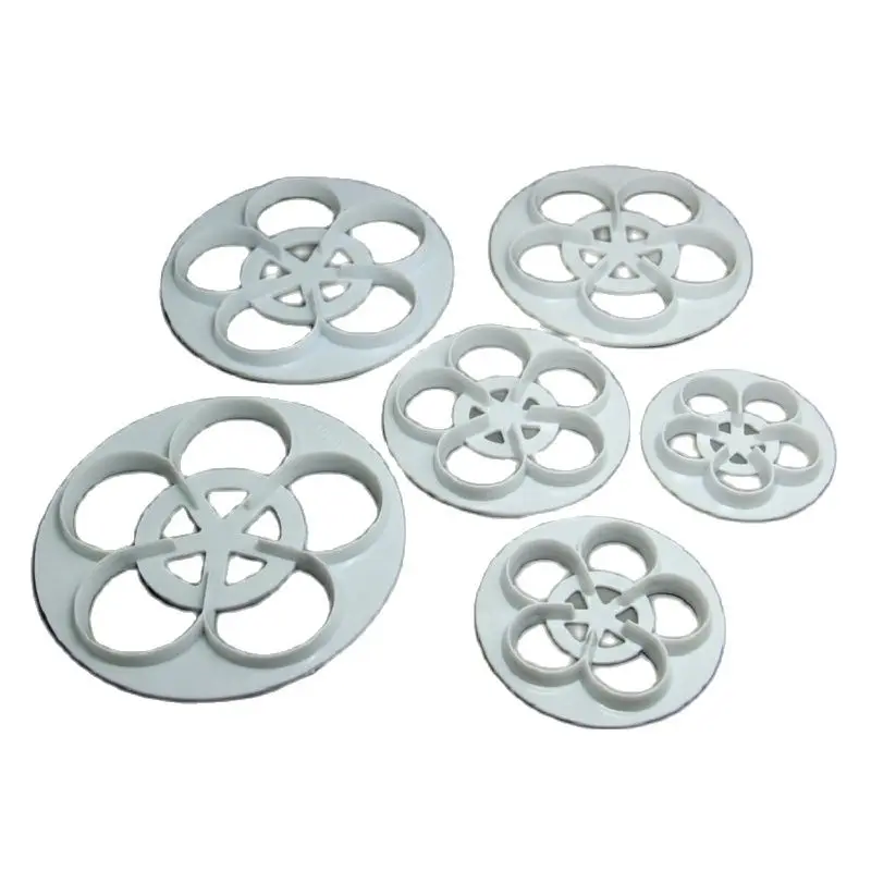 

MRF High Quality Plastic 6pcs Hollow Roses Cookie Cutters Cake Fondant Molds Set HB0765