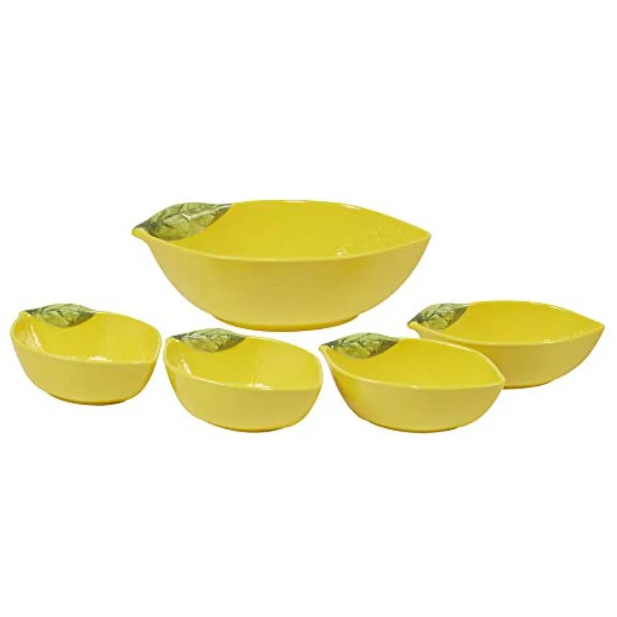 

Lemon Zest Melamine All Purpose Bowls Set of 6 – 7.5" Citrus-Inspired Unbreakable Lightweight Dinnerware for Salad, Cereal, Snac