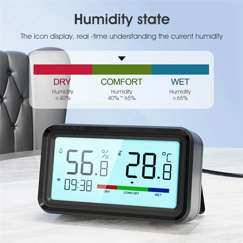 AEE4-Tuya Smart Wifi Temperature And Humidity Sensor Wireless Thermometer Hygrometer With LCD Home Remote Linkage Alarm