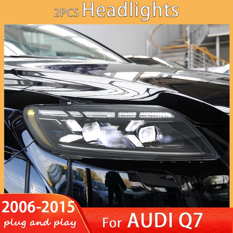 

Автомобильные фары для AUDI Q7 2006-2015, модификация фар Q8, светодиодные фары, DRL, сигнальные линзы проектора, автомобильные