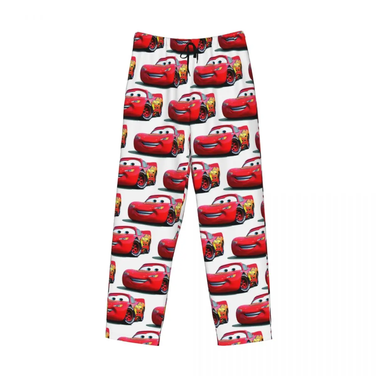 Op Maat Bedrukte Heren Auto 'S Bliksem Mcqueen Pyjama Broek Nachtkleding Slaap Lounge Broek Met Zakken