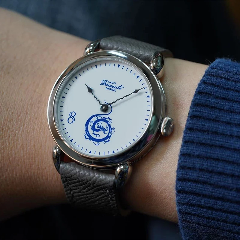 FARASUTE 男性自動腕時計 40 ミリメートル機械式腕時計サファイアミラーエナメルホワイトドラゴンダイヤル Hangzhou5000 ミニローター