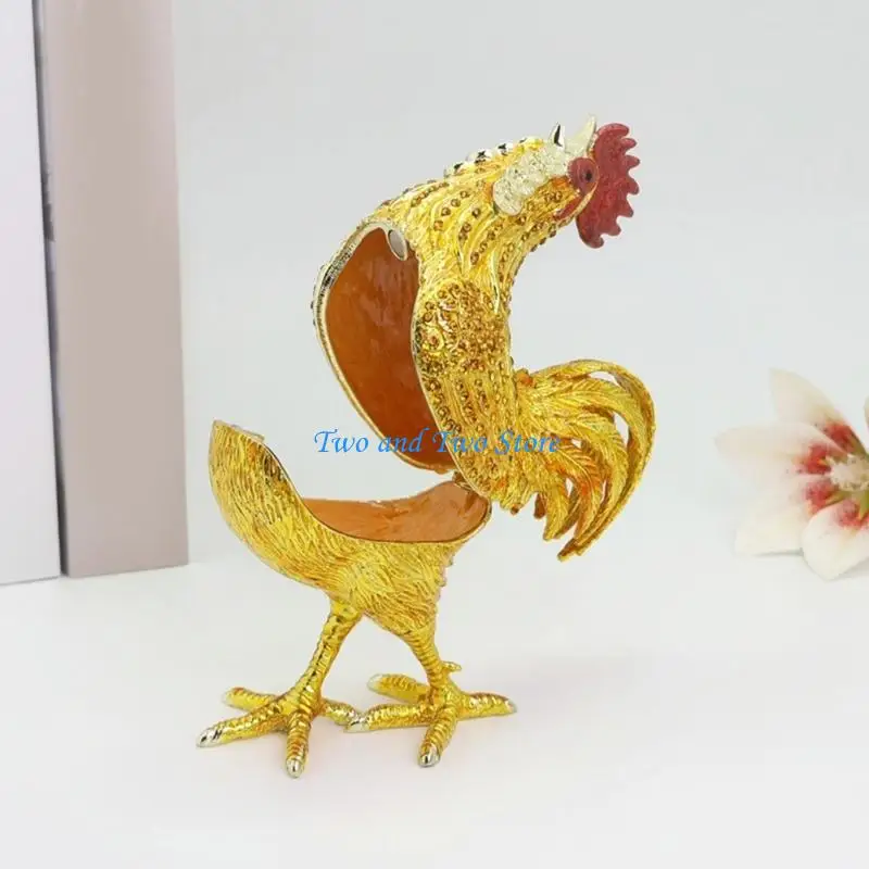 hx6f-elegant-handmade-rooster-themed-jewelry-organiser-with-gemstones-accent-decorative-container-for-rings-earrings