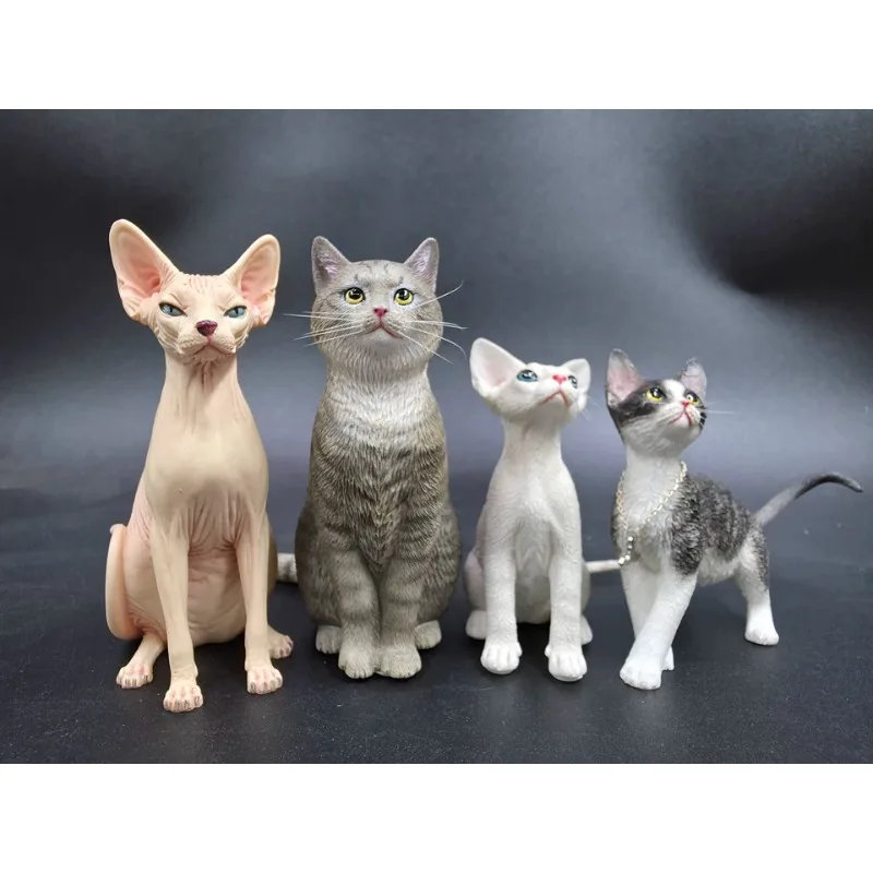

1/6 Scale Simulation Resin Canadian Hairless Cat Figure Statue Mini Animal Model Kitten Ornament Decoration Collection