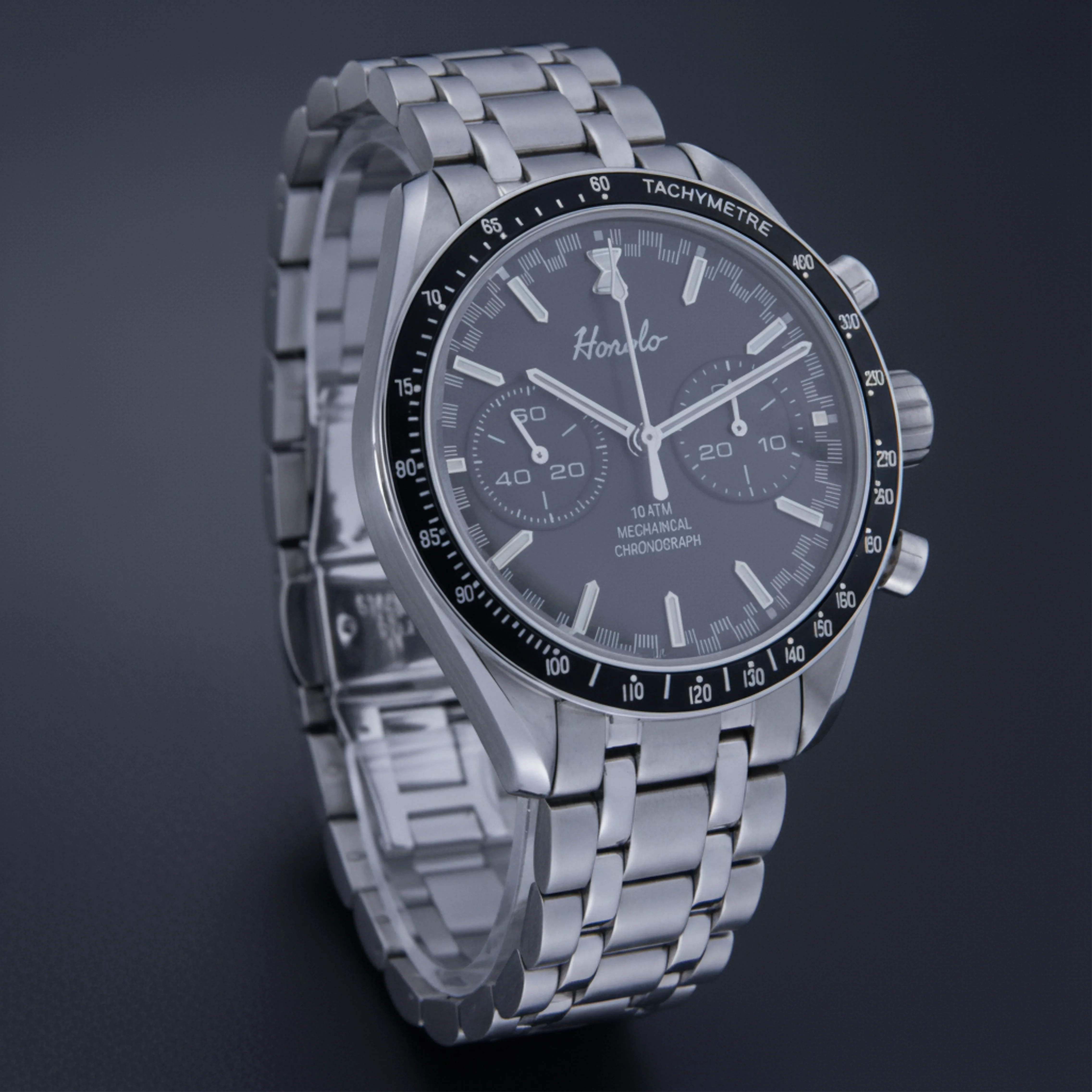 ساعة هورولو كرونوغراف ميكانيكية للرياح للرجال ستانلس ستيل 316L مضيئة للغاية C3 Sea-Gull ST1091