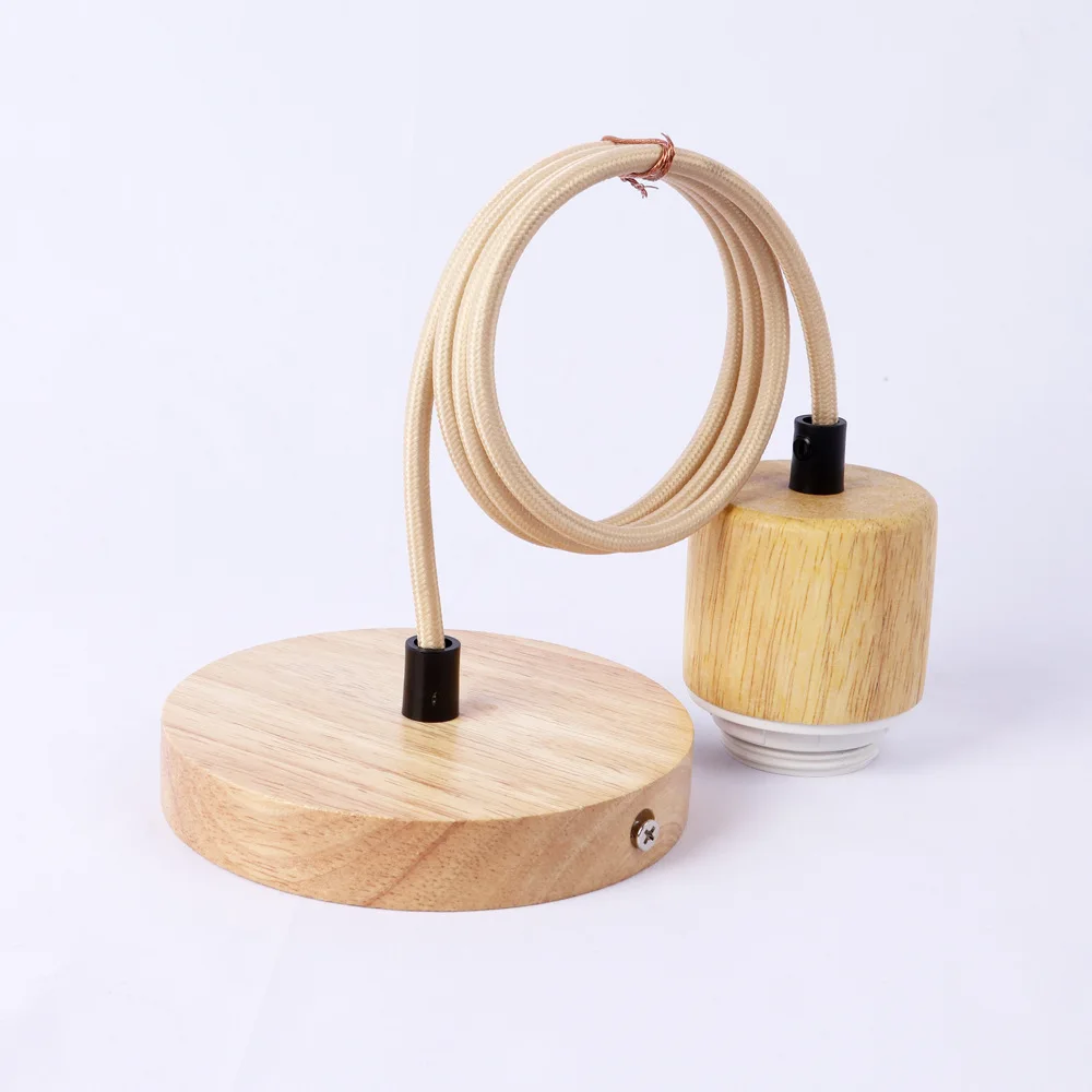 

Натуральный цвет E27 Подвесной светильник Держатель с одной головкой Винтовая розетка Основание абажура Светильник Деревянное основание потолочного светильника