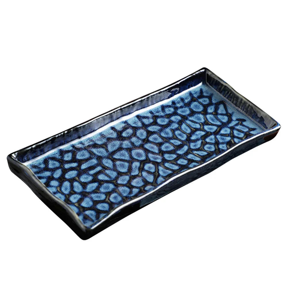 

Dish Plate Platters Serving Appetizer Plates Sushi Pasta Embossed Ceramic Fish Tray
