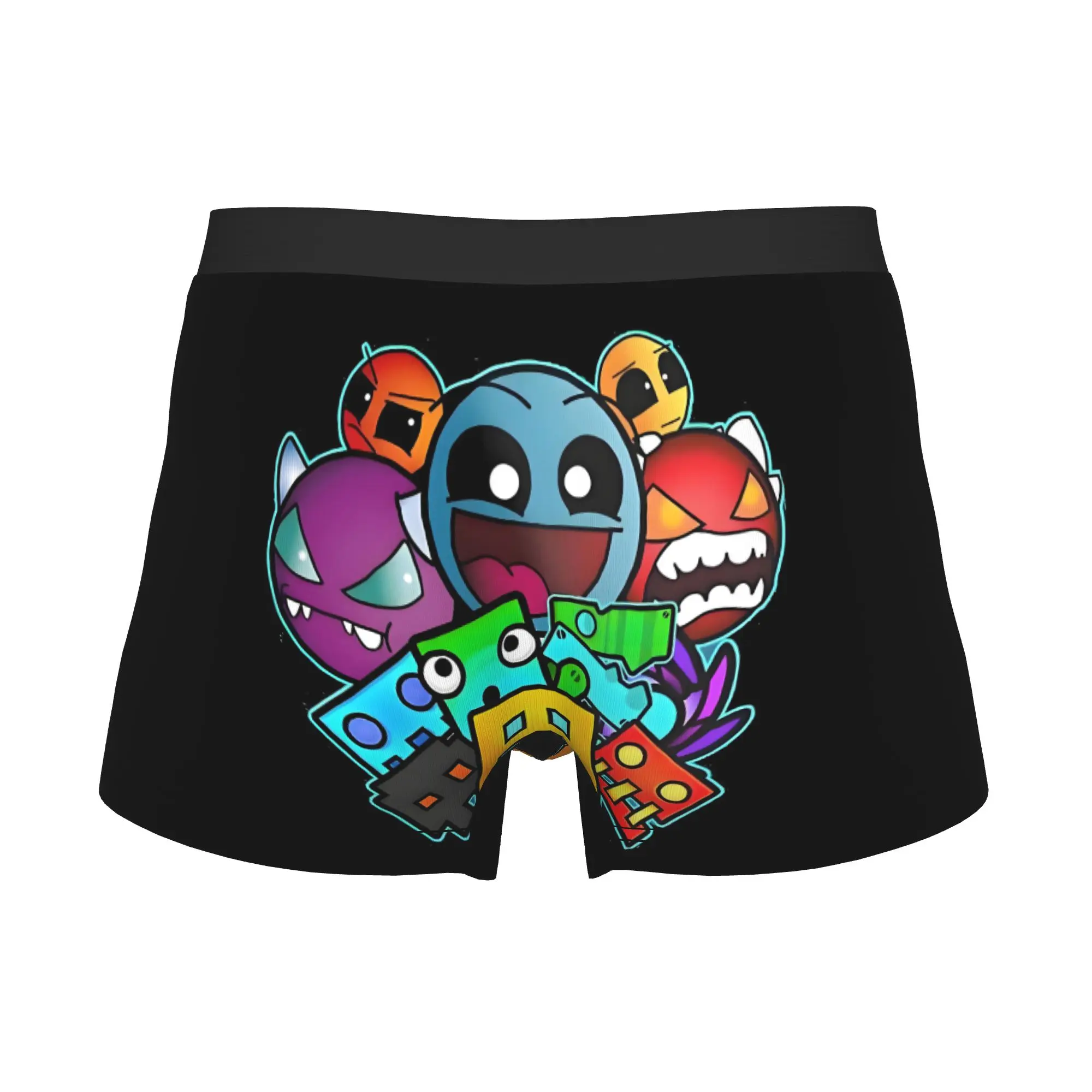 Novelty Geometry Dash Boxers Shorts Panties Men's Underpants Breathable Cartoon Characters Briefs Underwear