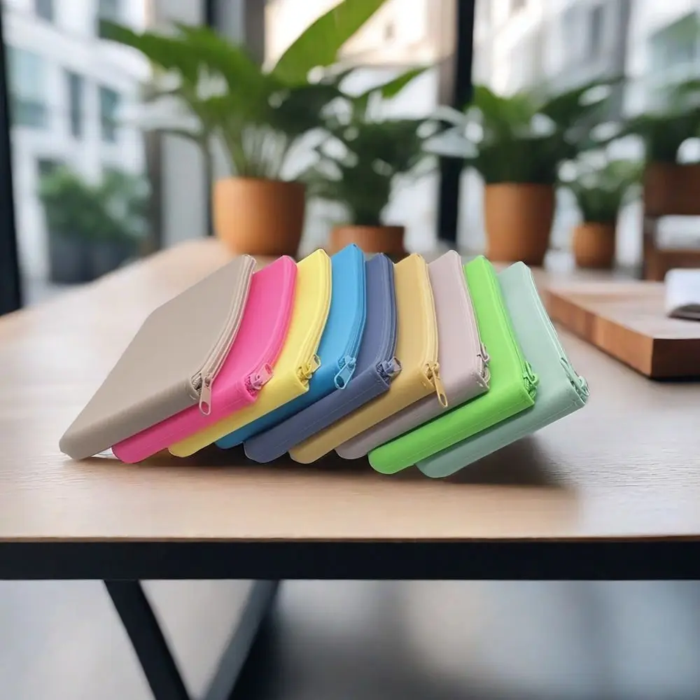 Prosty silikonowy organizer kosmetyczny, wodoodporna, gładka kieszeń podróżna na zamek błyskawiczny, portfel, portmonetka dla studentów.