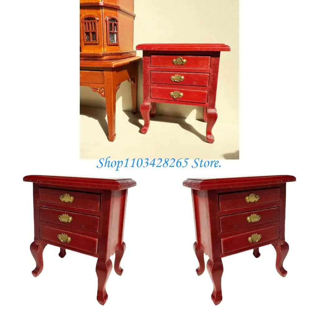 

1/12 Scale Bedside Table Functional Drawer Cabinet For Miniature Room Displays G2TE
