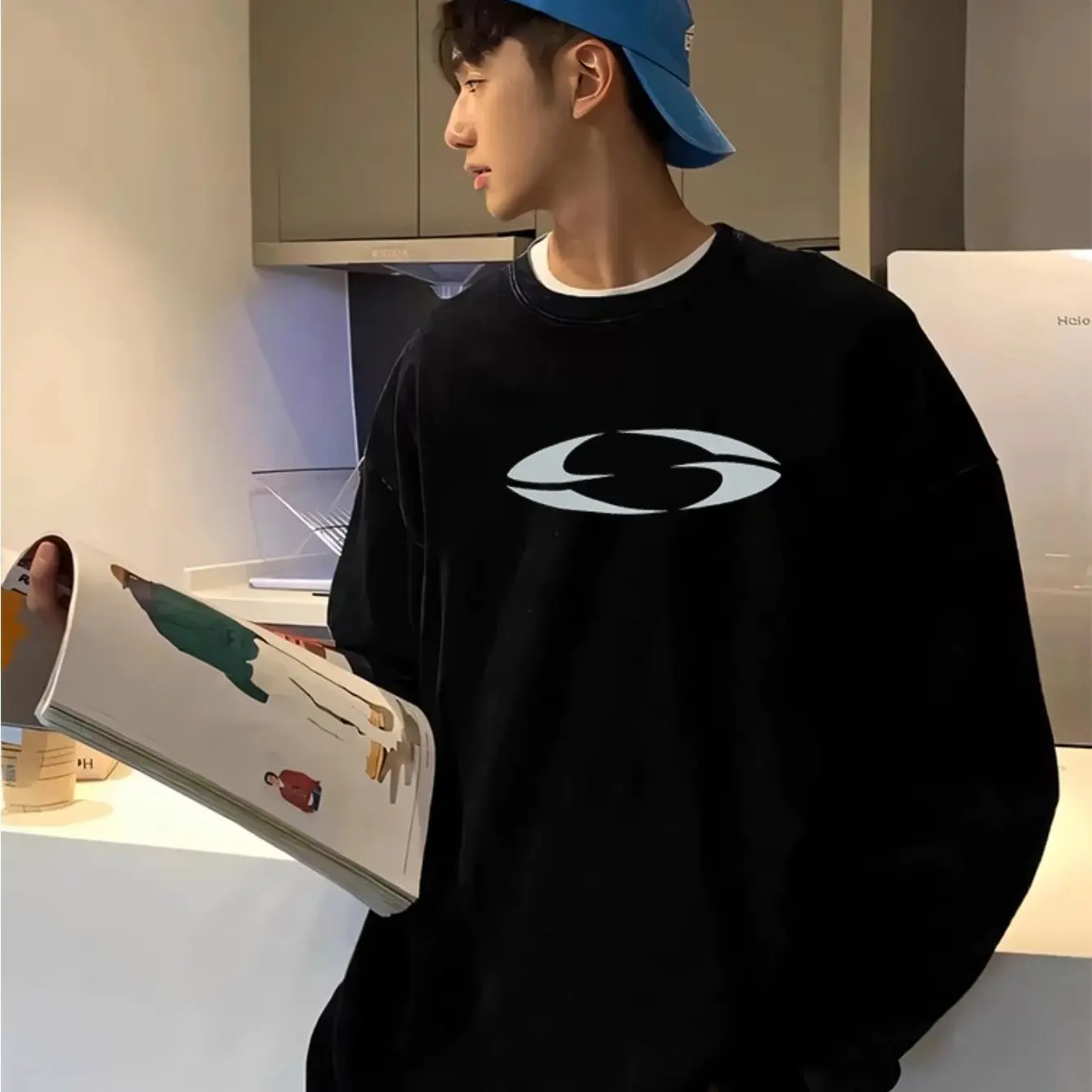 

Pattern Print Autumn and Winter Men's and Women's Long Sleeved Sportswear Sweatshirt Casual Loose Outdoor Street Sports