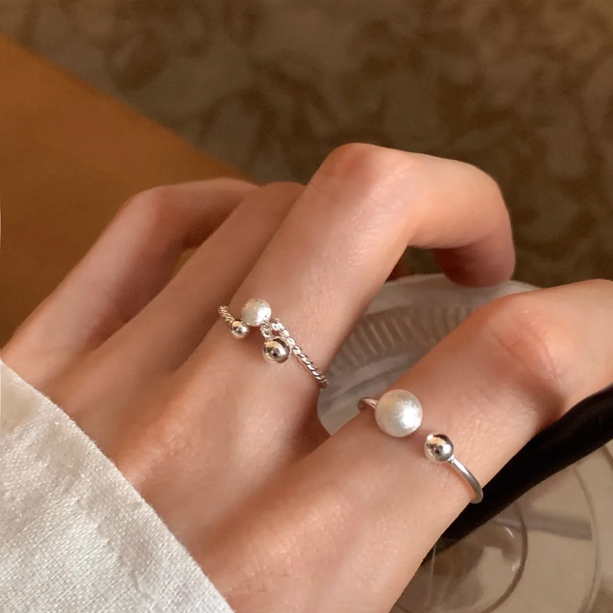 VENTFILLE Silver Color Round Open Ring for Women Frosting Extremely Fine Weave Design Fashion Jewelry Gift Dropshipping