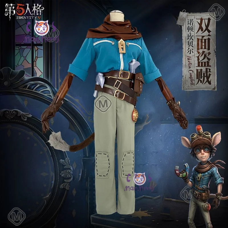 

Norton Campbell Prospector Identity V Косплей Костюм Пальто шарф поясная сумка хвост шляпа реквизит для ушей униформа мужчины женщины комплект на Хэллоуин