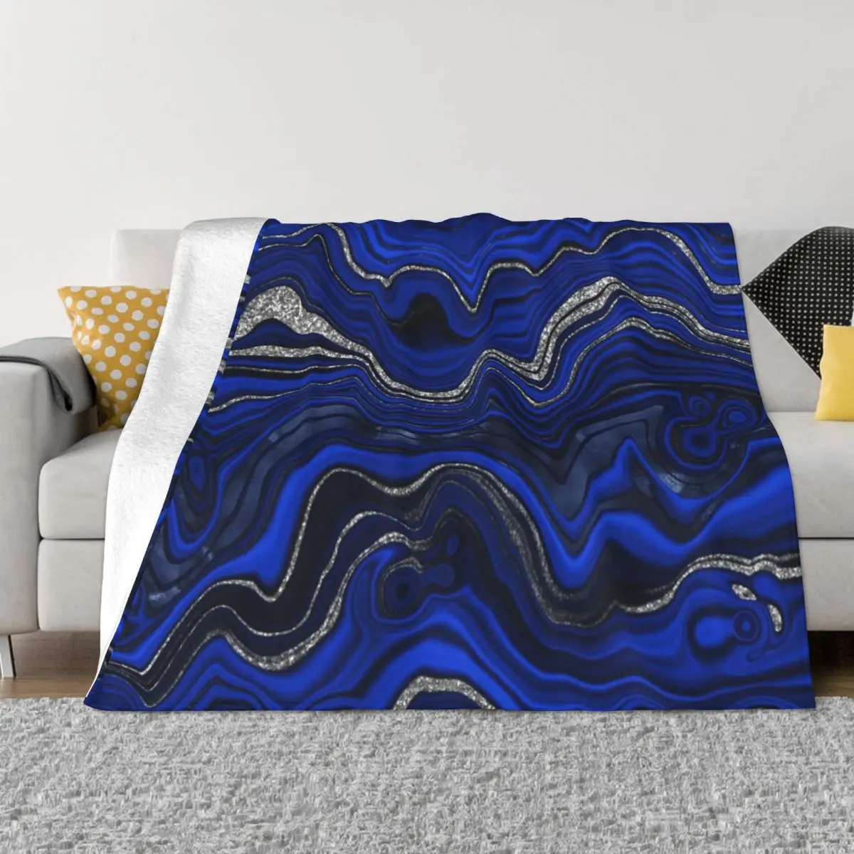 

Lapis Lazuli Marble Swirls Throw Blanket Heavy Blanket Soft Big Blanket