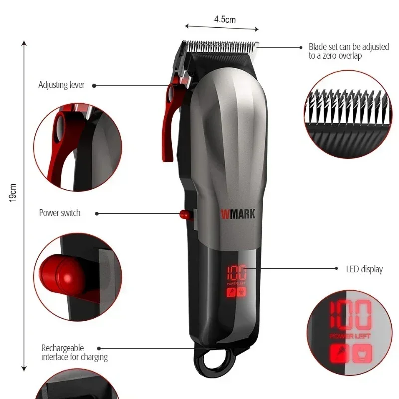 Nouvelle Machine de coupe de cheveux WMARK NG-115 tondeuse à cheveux Rechargeable avec cordon d'affichage de batterie LED et tondeuse à cheveux sans fil