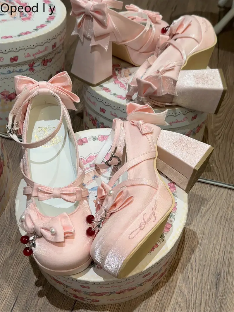 

Original Lolita High Heel Sweet Elegant Round Head Lolita Thick Heel Single Shoes Female Cute Girl Temperament Princess Shoes