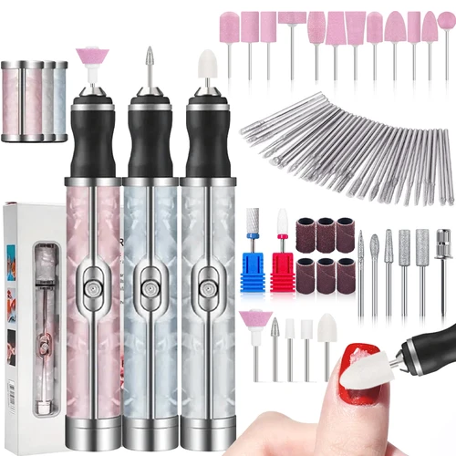 LINMANDA-Juego de limas de uñas eléctricas, herramienta para uñas acrílicas inalámbrica de 4 velocidades, moldeador de bordes de uñas gruesas, pulido, enfermería