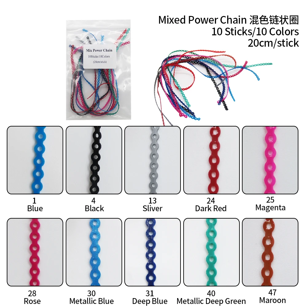 1Paket 10Stik/Paket Rantai Ortodontik Power Chain 20cm Grosir