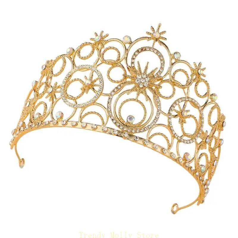 

N5KB Girl Hair Hoop Glinting Crown Proms for Queen Birthday Headbands Photo Props Elegant Costume Headwear