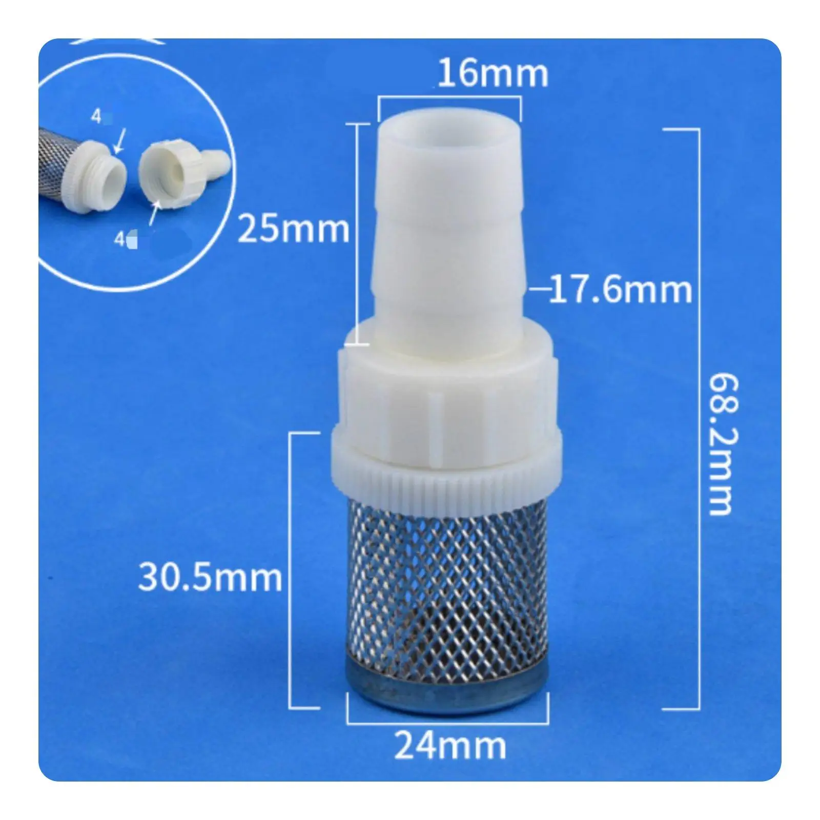 Inlet Mesh Connector Strainer for Water Pump Intake Stainless Steel Fine Filter Screen for Garden Pond Aquarium Use
