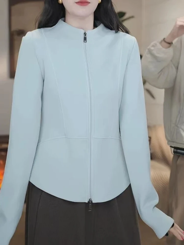 

American Casual Stand Collar Zipper Cardigan Sweatirt Jaet Women's New 2026 Slimming Fce Lined Top Faionable Streetwear