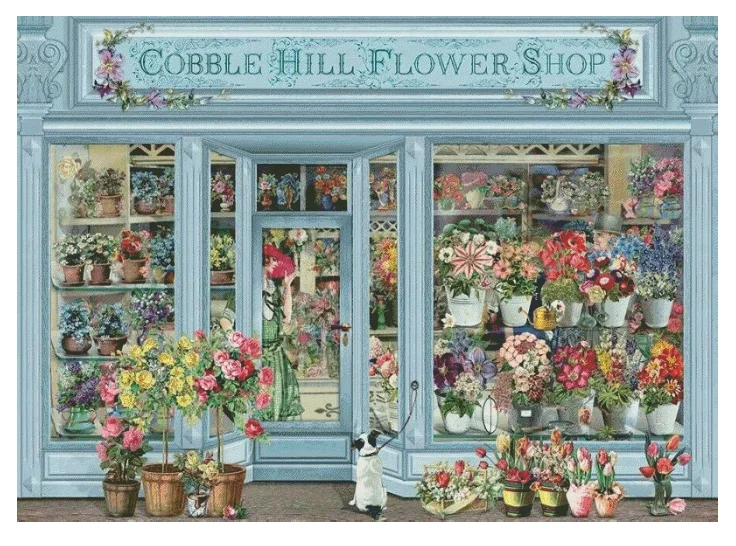 

Romantic Street Flower Shop 16CT 14CT Unprinted Top Quality Cross Stitch Kits Embroidery Art DIY Handmade Needlework Home Decor