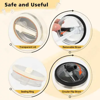 Opakovaně použitelné víko s brčkem, prachotěsné víko, vyměnitelné odklápěcí brčko pro hrnek Stanley o objemu 30 oz 8 nejlepší prodej Brčko Stanley Tumbler - №7